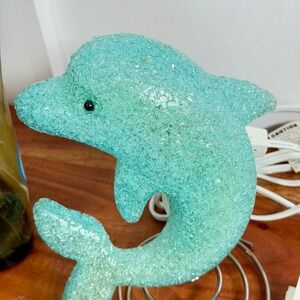 Vintage 90s Dolphin Lamp 11' Popcorn Blue Night Light Tested Table Desk Lamp 3D